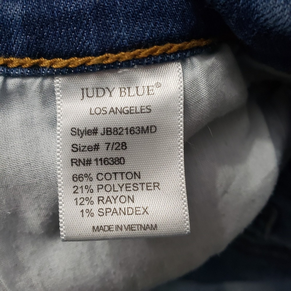 Judy Blue Jeans Womens 7/28 Blue Trouser Flare Denim Medium Wash Stretch - Picture 7 of 11